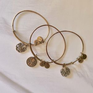 Set of 3 Alex and Ani Filigree Charm Bracelets